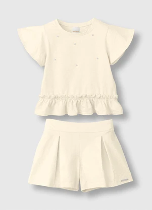 Carinhoso - Conjunto com Pérolas & Texturizada Off White - CARINHOSO