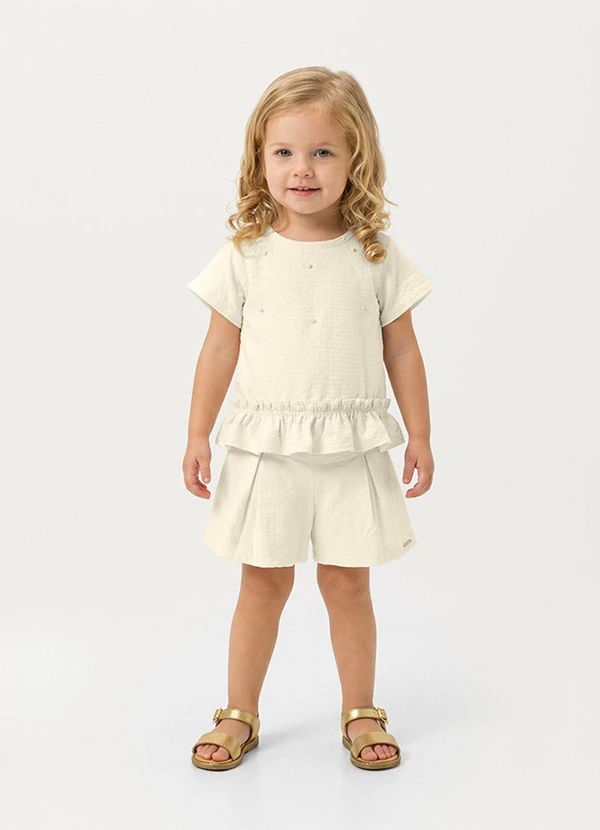 Carinhoso - Conjunto com Pérolas & Texturizada Off White