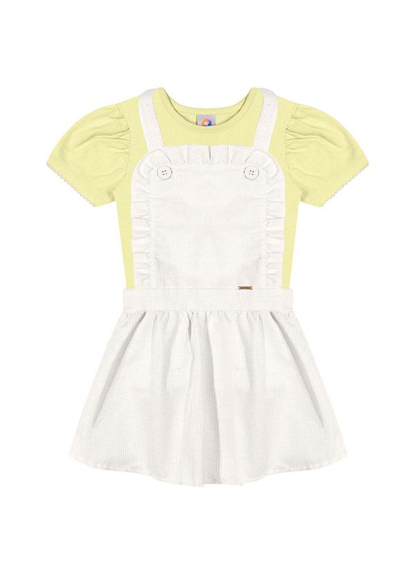 Alenice - Conjunto com Salopete Babado Menina Amarelo