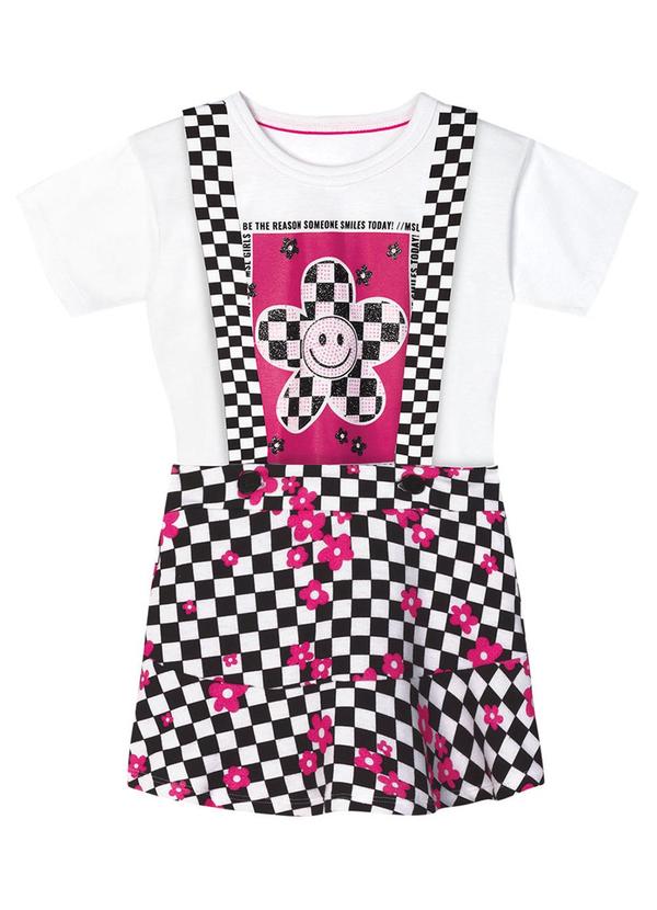 Marisol - Conjunto com Salopete Xadrez Branco