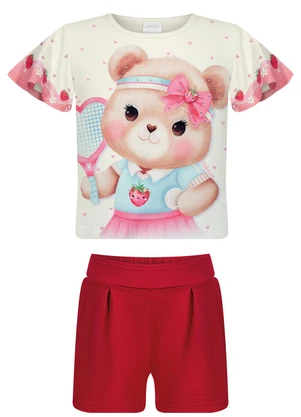 Alakazoo - Conjunto com Shorts e Blusa com Strass Vermelho - ALAKAZOO