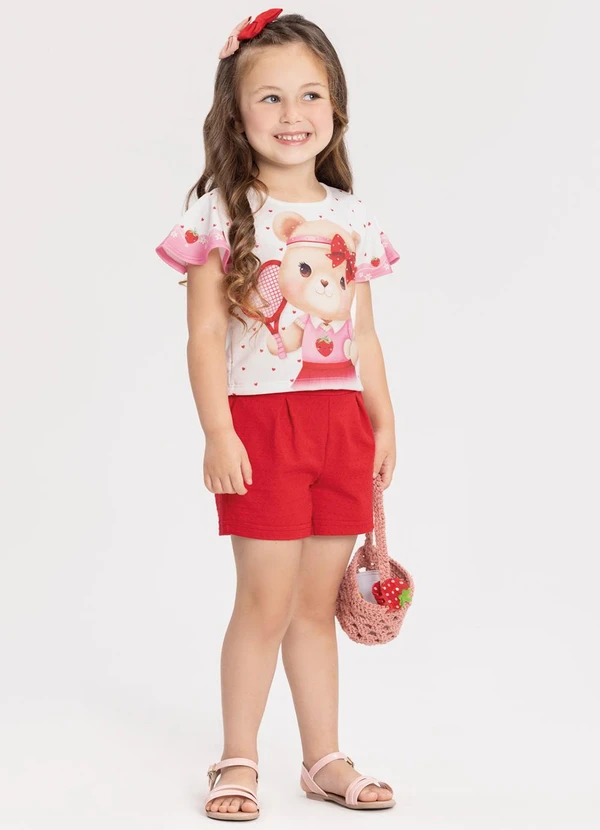 Alakazoo - Conjunto com Shorts e Blusa com Strass Vermelho 1