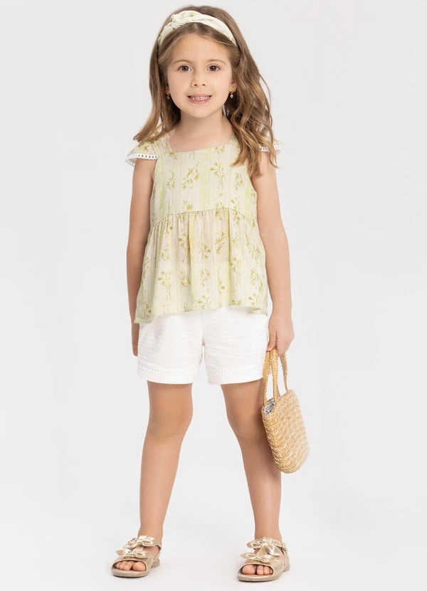 Alakazoo - Conjunto com Shorts e Blusa de Alças Verde