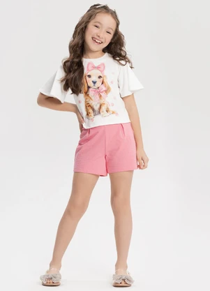 Alakazoo - Conjunto com Shorts e Blusa de Rosa - ALAKAZOO