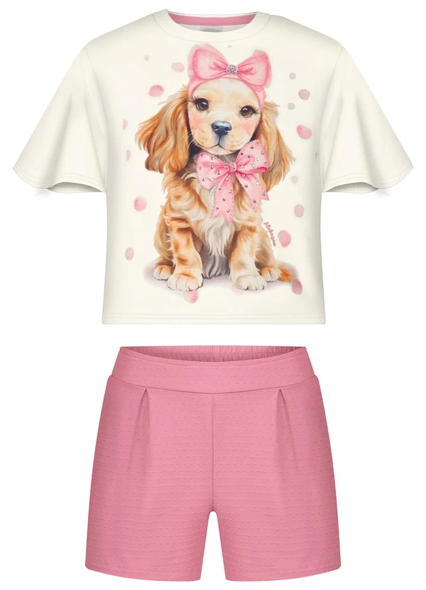 Alakazoo - Conjunto com Shorts e Blusa de Rosa 2