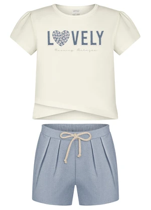 Alakazoo - Conjunto com Shorts e Blusa Transpassada Azul - ALAKAZOO