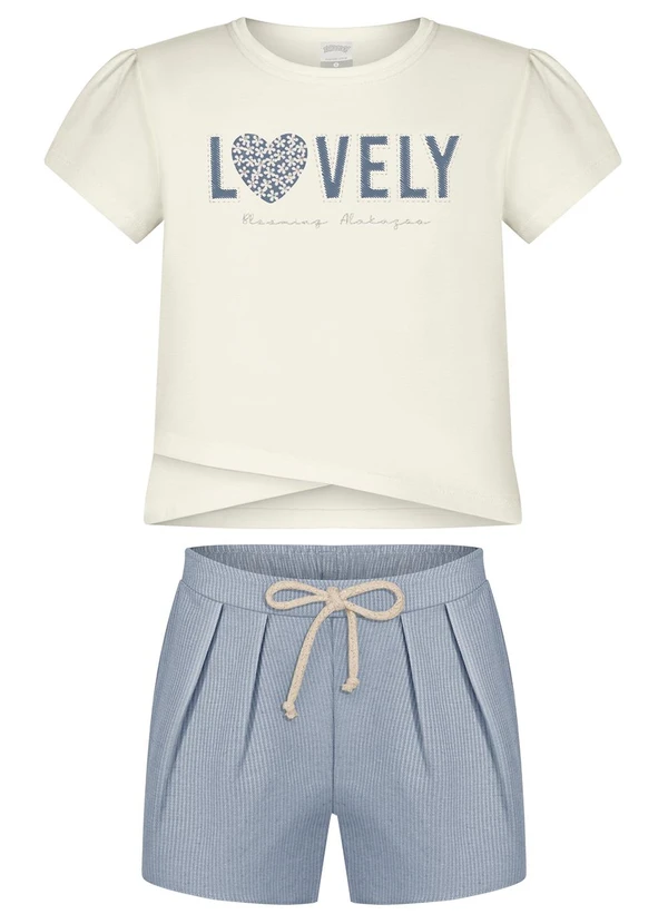 Alakazoo - Conjunto com Shorts e Blusa Transpassada Azul 2