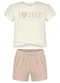 Alakazoo - Conjunto com Shorts e Blusa Transpassada Rosa - variação: Bege