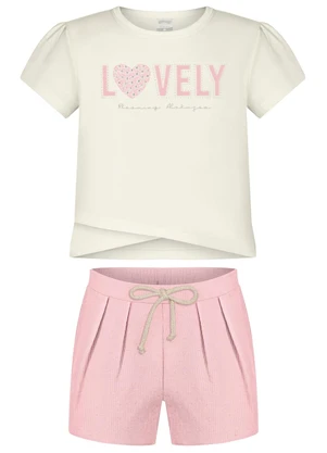 Alakazoo - Conjunto com Shorts e Blusa Transpassada Rosa - ALAKAZOO