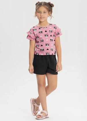 Alakazoo - Conjunto com Shorts em Moletom e Blusa Rosa - ALAKAZOO