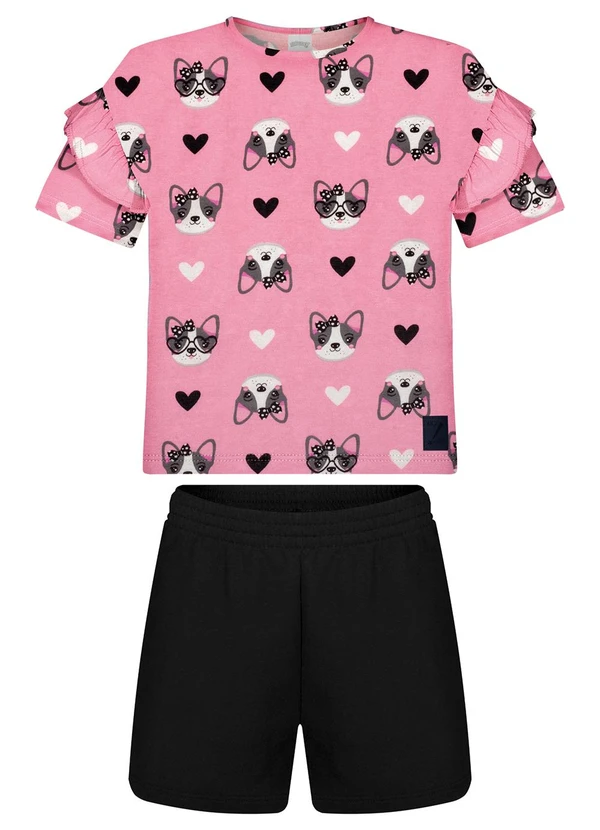 Alakazoo - Conjunto com Shorts em Moletom e Blusa Rosa 2
