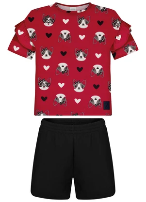 Alakazoo - Conjunto com Shorts em Moletom e Blusa Vermelho - ALAKAZOO