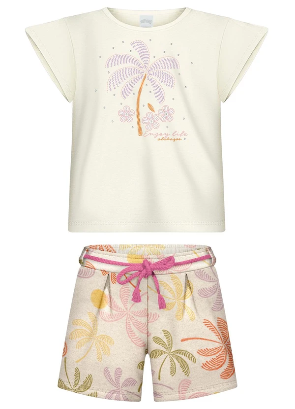 Alakazoo - Conjunto com Shorts Estampado e Blusa  Rosa 2