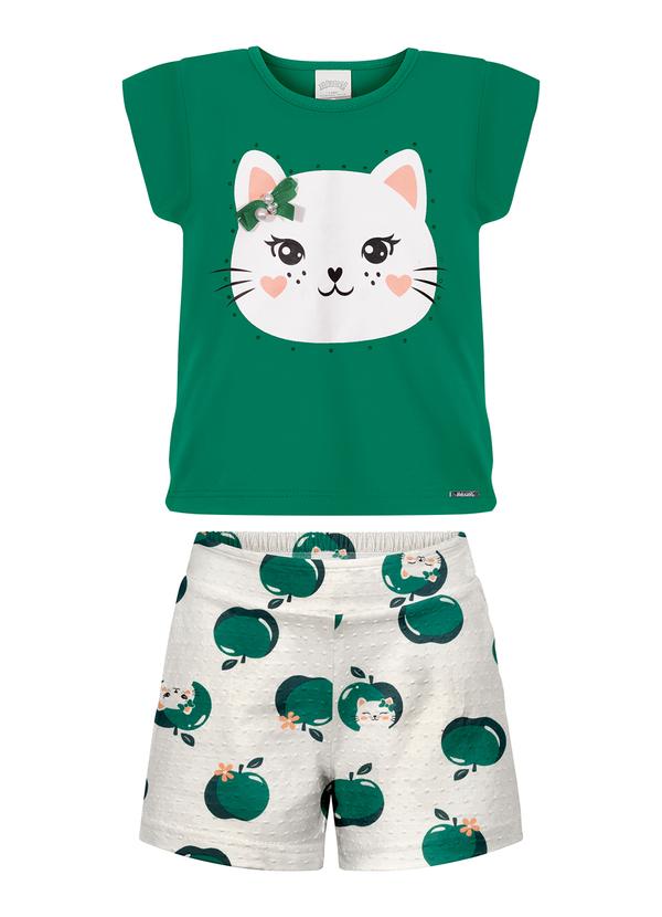 Alakazoo - Conjunto com Shorts Estampado e Blusa Verde