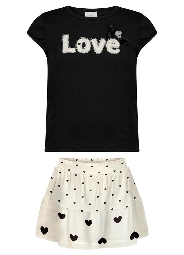 Alakazoo - Conjunto com Shorts Saia e Blusa Bordada Branco 2