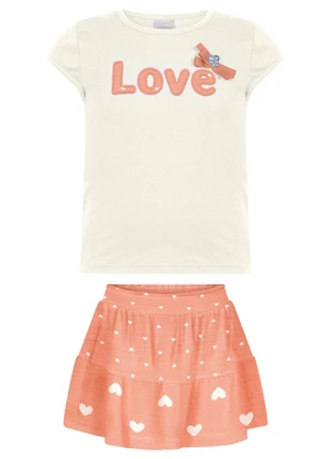 Alakazoo - Conjunto com Shorts Saia e Blusa Bordada Laranja - ALAKAZOO