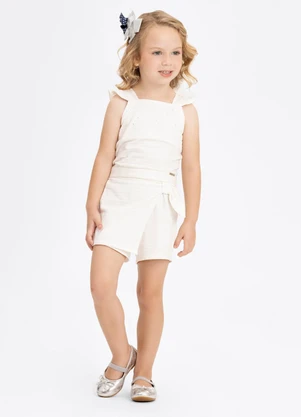 Alakazoo - Conjunto com Shorts Saia e Blusa de Alças Off White - ALAKAZOO