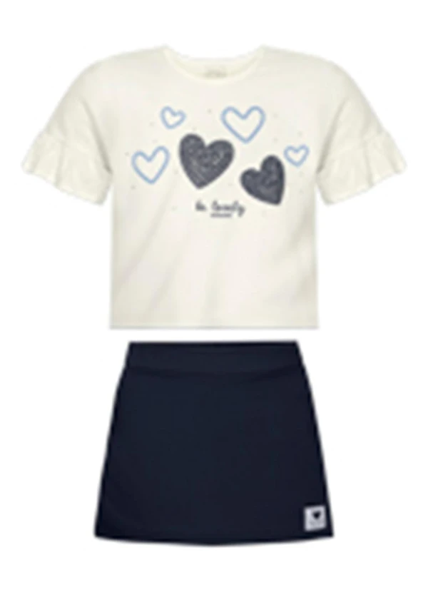 Alakazoo - Conjunto com Shorts Saia e Blusa Estampada Azul 1