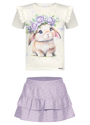 Alakazoo - Conjunto com Shorts Saia e Blusa Estampada Rosa - ALAKAZOO