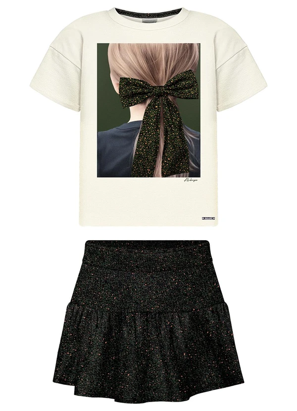 Alakazoo - Conjunto com Shorts Saia e Blusa Estampada Verde 2