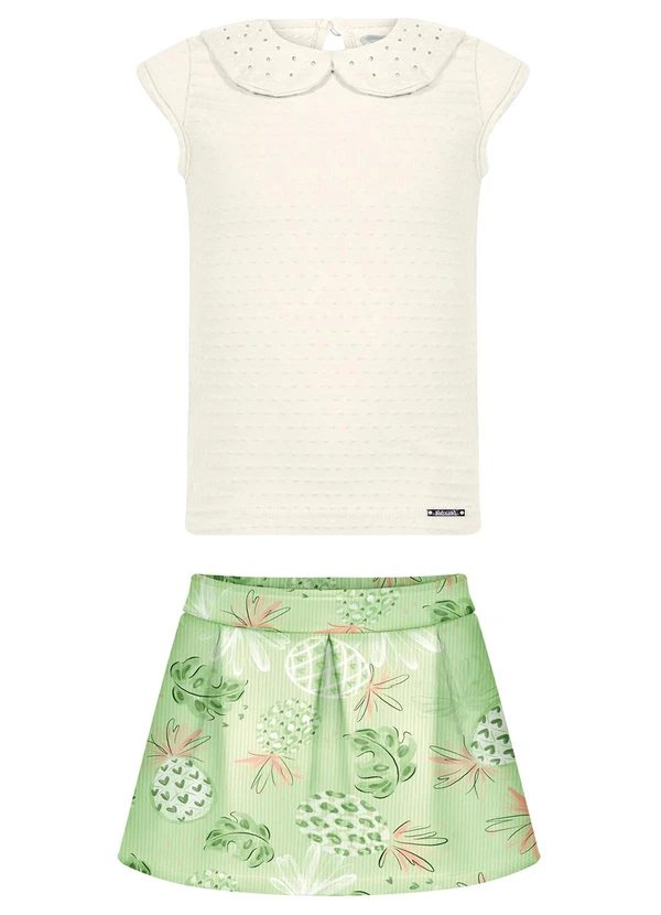 Alakazoo - Conjunto com Shorts Saia e Blusa Verde 1
