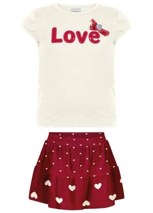 Alakazoo - Conjunto com Shorts Saia e Blusa Vermelho - ALAKAZOO