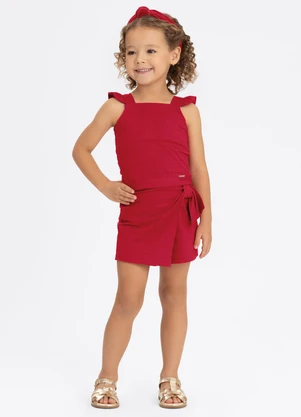 Alakazoo - Conjunto com Shorts Saia e Blusa Vermelho - ALAKAZOO