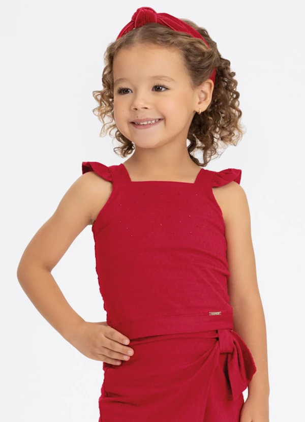 Alakazoo - Conjunto com Shorts Saia e Blusa Vermelho 2