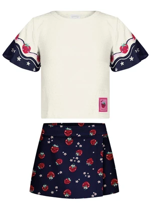 Alakazoo - Conjunto com Shorts Saia Estampado e Blusa Azul - ALAKAZOO