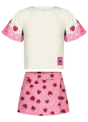 Alakazoo - Conjunto com Shorts Saia Estampado e Blusa Rosa - ALAKAZOO
