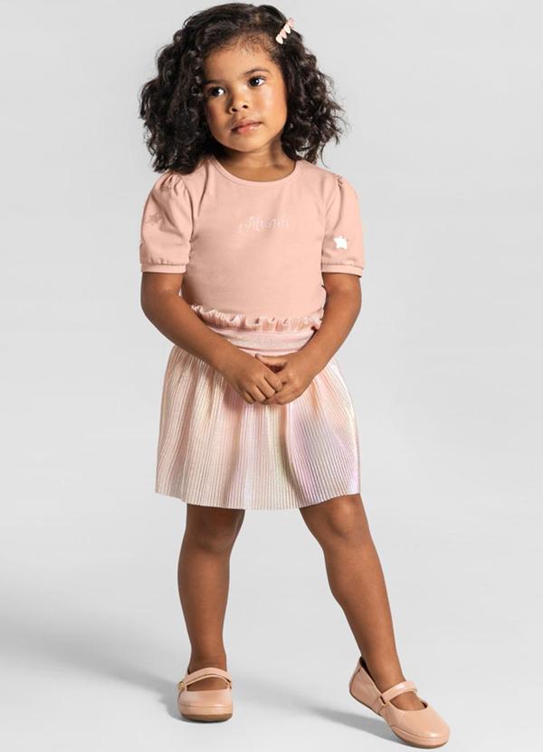 Brandili Mundi - Conjunto com Shorts Saia Infantil Menina Rosa 1