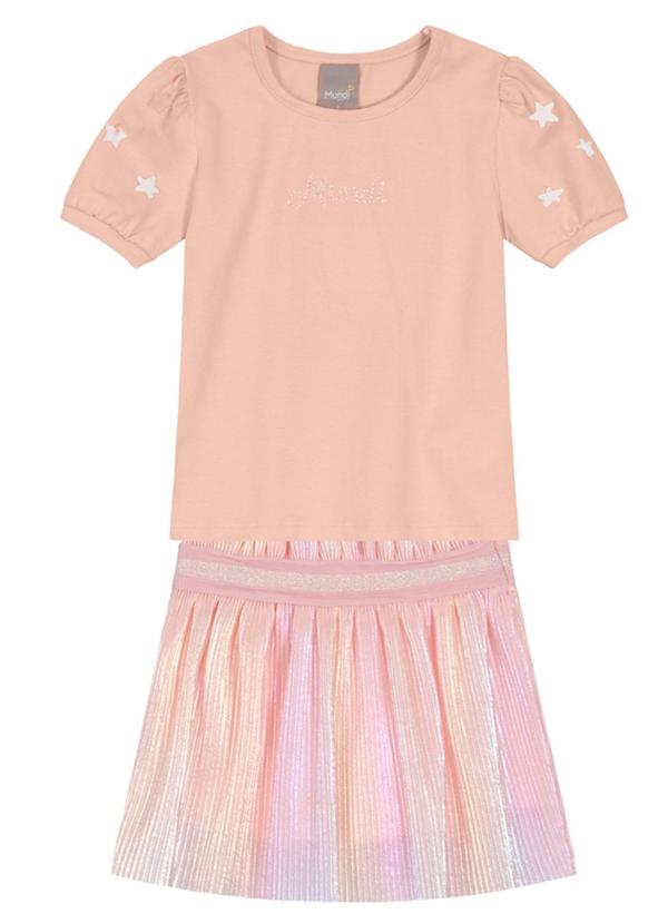 Brandili Mundi - Conjunto com Shorts Saia Infantil Menina Rosa 2