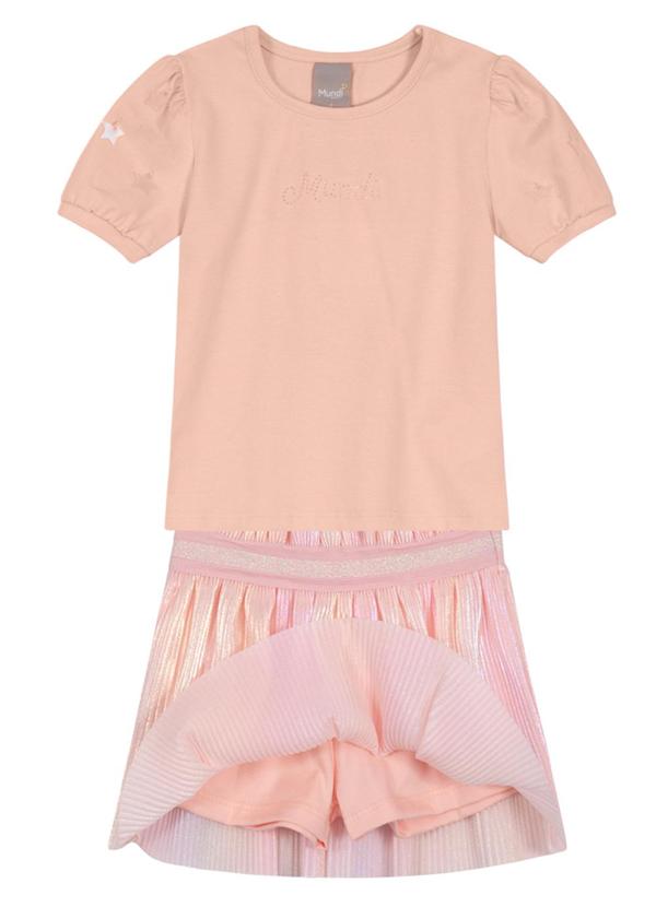 Brandili Mundi - Conjunto com Shorts Saia Infantil Menina Rosa 3