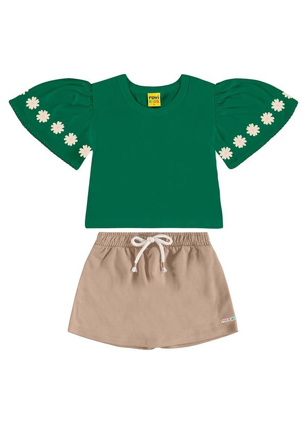 Rovi Kids - Conjunto com Shorts Saia Meia Malha Verde