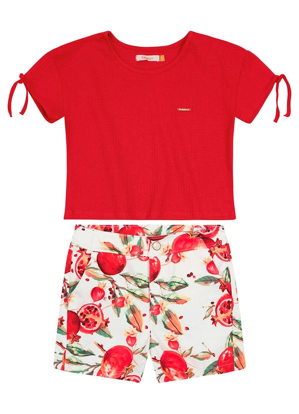 Carinhoso - Conjunto com Textura e Romã Menina Vermelho