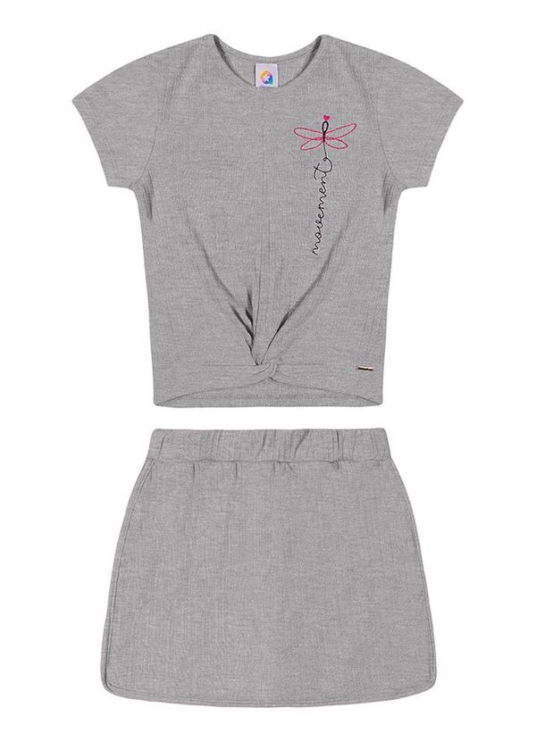 Alenice - Conjunto com Torção Frontal Menina Cinza