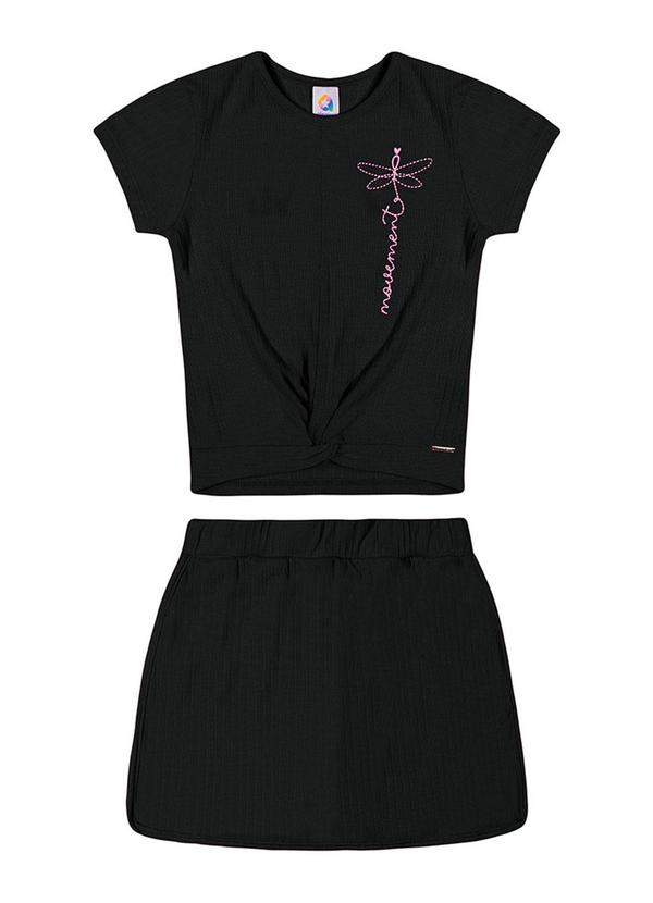 Alenice - Conjunto com Torção Frontal Menina Preto