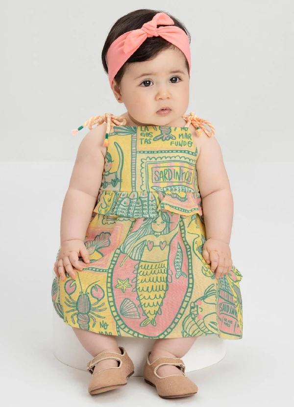 Três e Já - Conjunto com Vestido e Calcinha Três e Já Amarelo