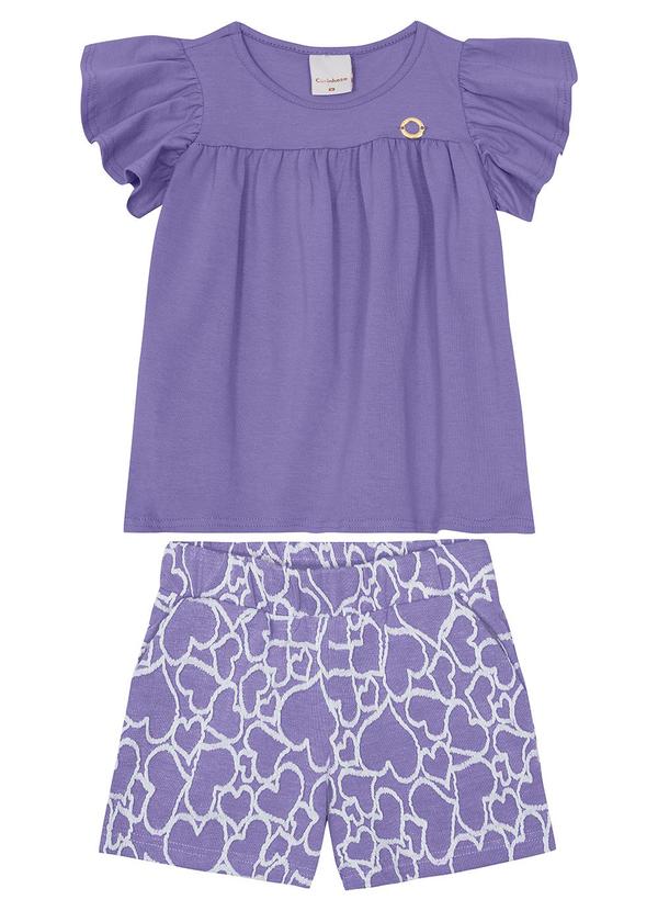 Carinhoso - Conjunto Comfort com Corações Menina Roxo 1