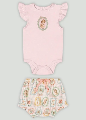 Up Baby - Conjunto Comfy Bebê com Body e Short Rosa - UP BABY