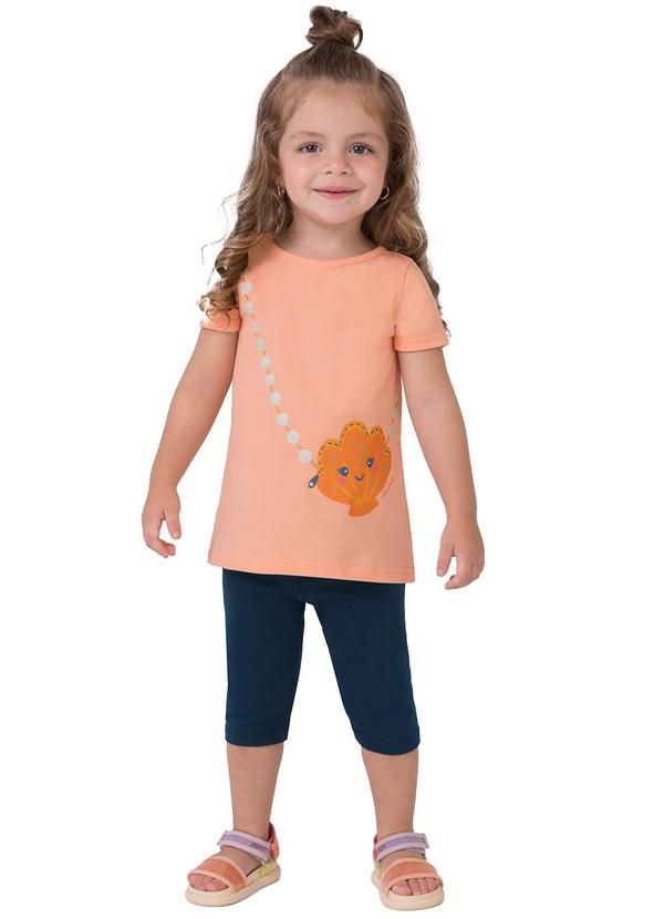Malwee Kids - Conjunto Conchinha com Glitter Laranja Claro