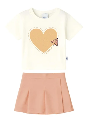 Malwee Kids - Conjunto Coração & Avião com Glitter Off White - MALWEE KIDS