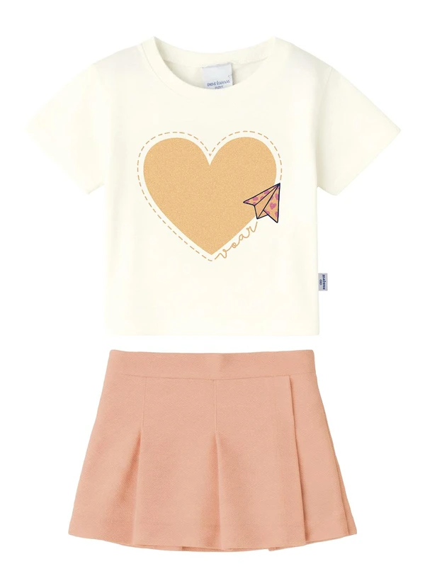 Malwee Kids - Conjunto Coração & Avião com Glitter Off White
