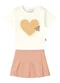 Malwee Kids - Conjunto Coração & Avião com Glitter Rosa Claro - variação: Off White