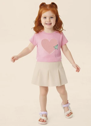 Malwee Kids - Conjunto Coração & Avião com Glitter Rosa Claro - MALWEE KIDS