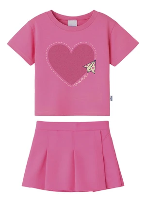Malwee Kids - Conjunto Coração & Avião com Glitter Rosa - MALWEE KIDS