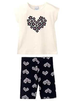 Malwee Kids - Conjunto Coração de Flores com Glitter Off White - MALWEE KIDS
