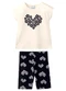Malwee Kids - Conjunto Coração de Flores com Glitter Off White - variação: Off White