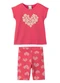 Malwee Kids - Conjunto Coração de Flores com Glitter Off White - variação: Rosa