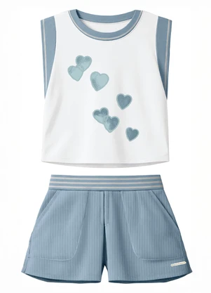 Carinhoso - Conjunto Corações com Glitter Branco - CARINHOSO